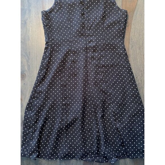 Black/White Polka Dot Dress Size 8 Petite Ann Taylor LBD Little Black Dress - Picture 7 of 11
